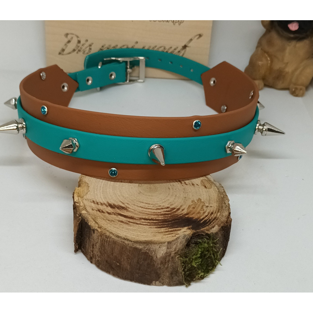 Collier Marron Clair/Bleu Sarcelle